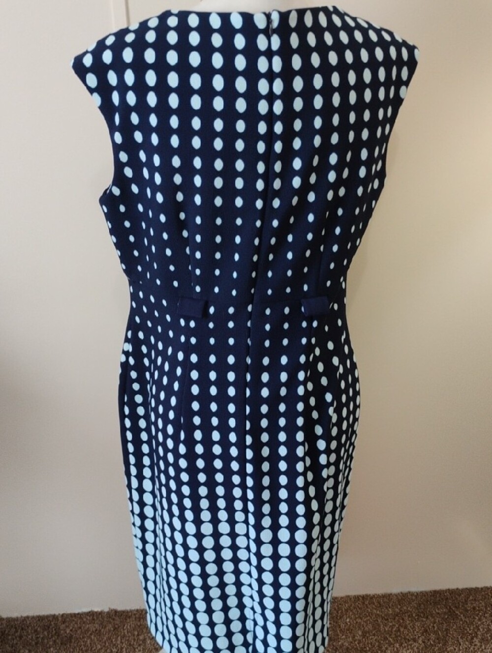 connected apparel Navy and White Polka Dot Midi Dress - Picture 4 of 6
